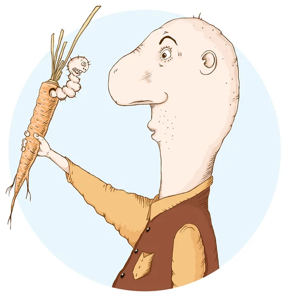 Worm in een wortel — Stockvector