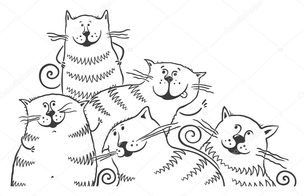 Black and white cats Stock Illustration by ©Katerina_Dav 54059955