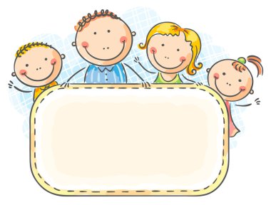 Happy family with two children vector