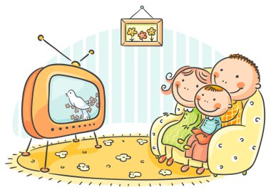 birlikte televizyon izlerken aile