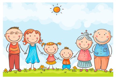 Family with two children clipart