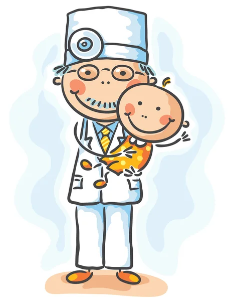 Médico sosteniendo un bebé — Archivo Imágenes Vectoriales
