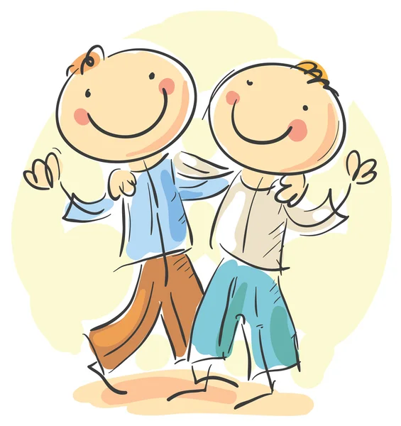 Two happy friends — Stock Vector