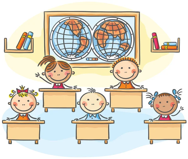 Niños en el aula — Vector de stock