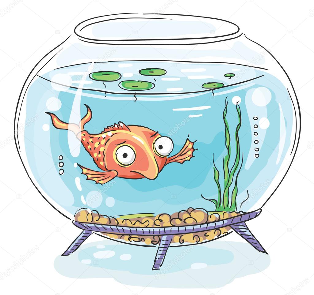 Cartoon goldfish in bowl Vector Art Stock Images | Depositphotos