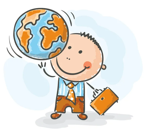 Businessman holding the globe — Stock Vector