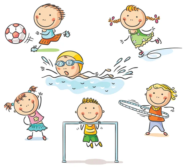 Barn och deras sportaktiviteter — Stock vektor