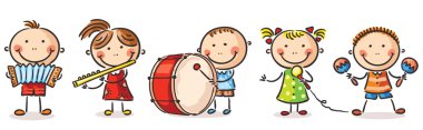 farklı müzik aletleri oynayan çocuklar