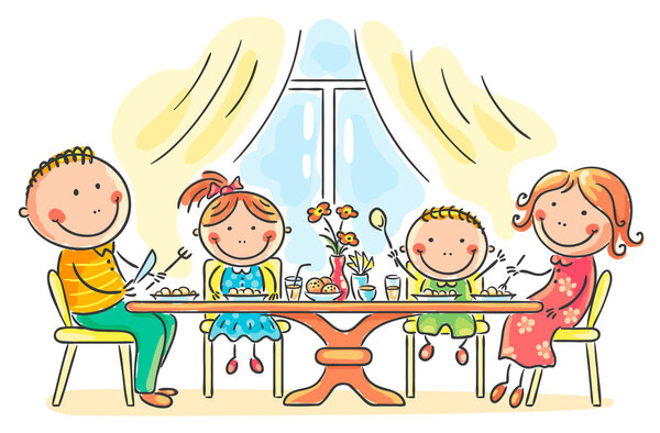 Family having meal together