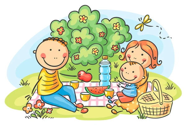 Family having picnic outdoors — Stock Vector