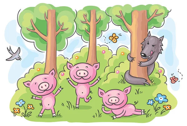Три маленькі свині казки — стоковий вектор