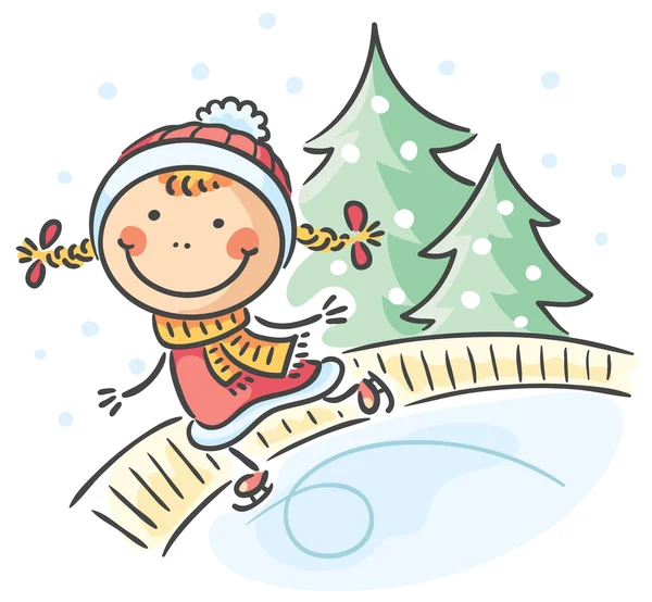 滑冰的女孩冬季活动 — 图库矢量图片