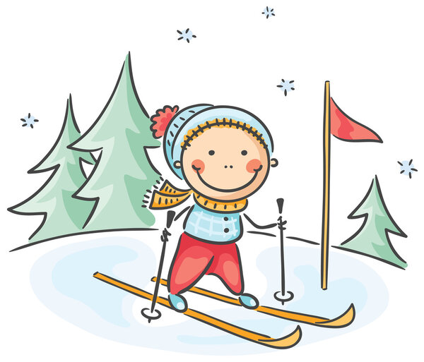 Boy's winter activities skiing