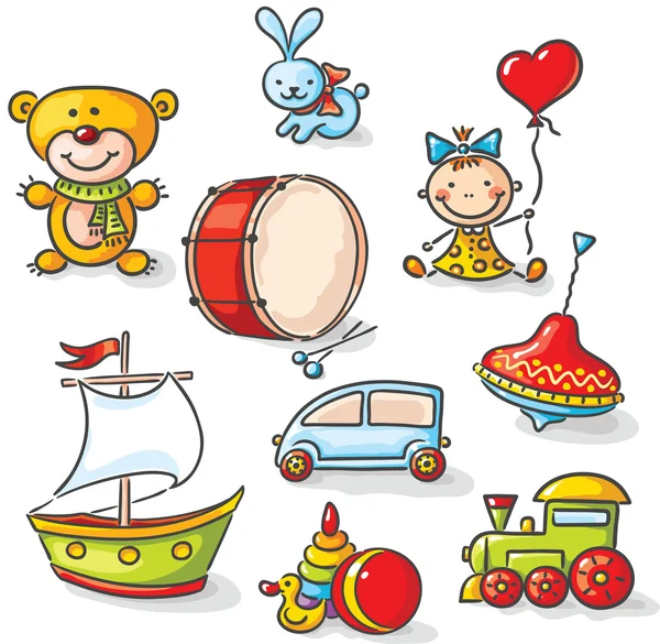 Set of colorful toys — Stock Vector