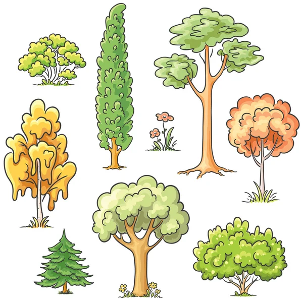 Set of different trees — Stock Vector