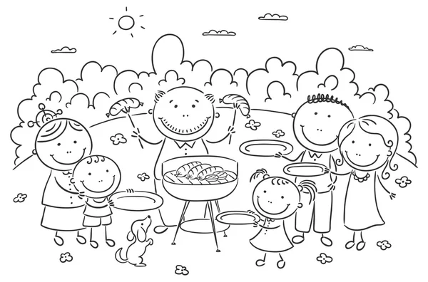 Famile having picnic outdoors — Stock Vector