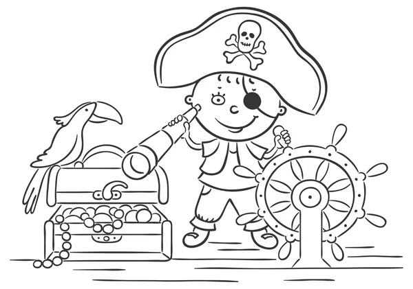 小さな少年再生海賊 — ストックベクタ