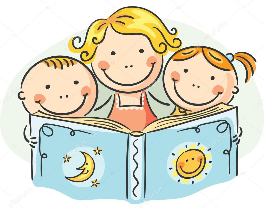 Mother And Kids Reading Together Stock Vector Image By C Katerina Dav