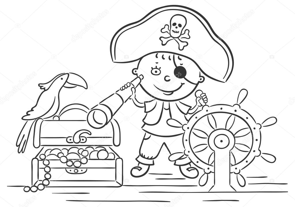 Little boy playing pirate