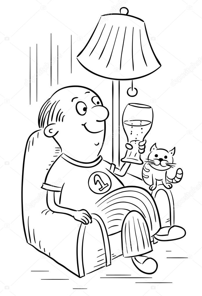 Man Drinking Beer In An Arm Chair Stock Vector