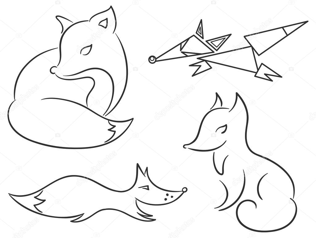 Set of stylized foxes
