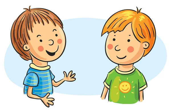 Dois meninos dos desenhos animados falando — Vetor de Stock