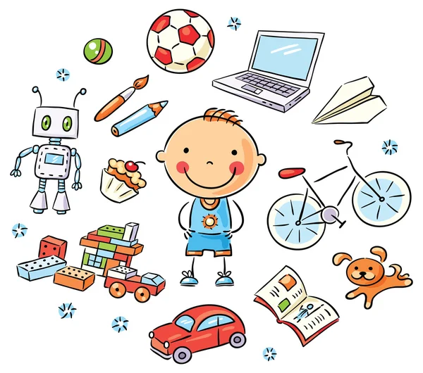 Boy And His Interests — Stock Vector