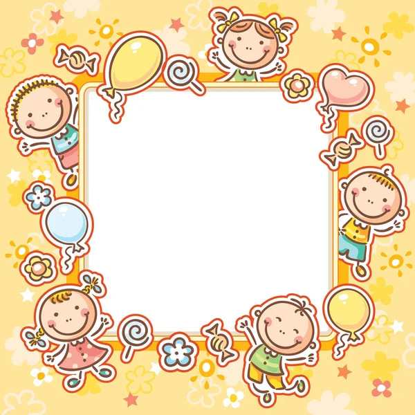 Kids Frame with Sweets and Balloons — Stock Vector