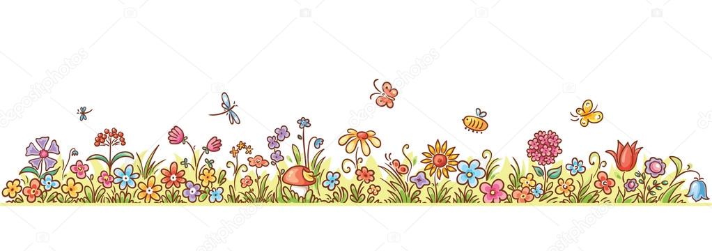 Horizontal Cartoon Flower Border