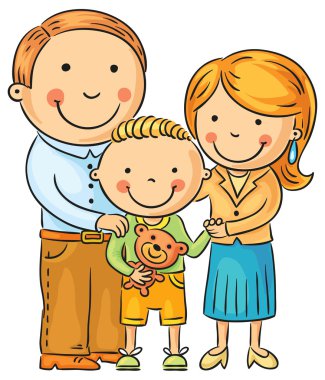 Küçük oğlu olan mutlu bir aile.