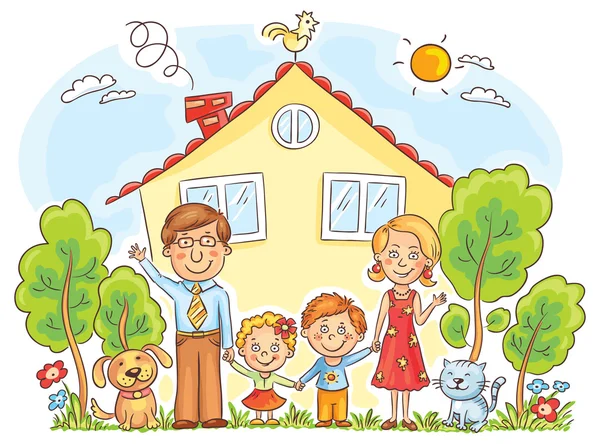 Family at the House — Stock Vector