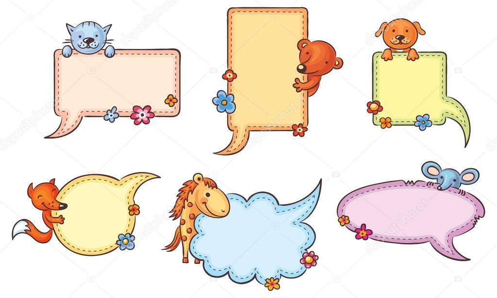 Speech Bubbles with Cartoon Animals