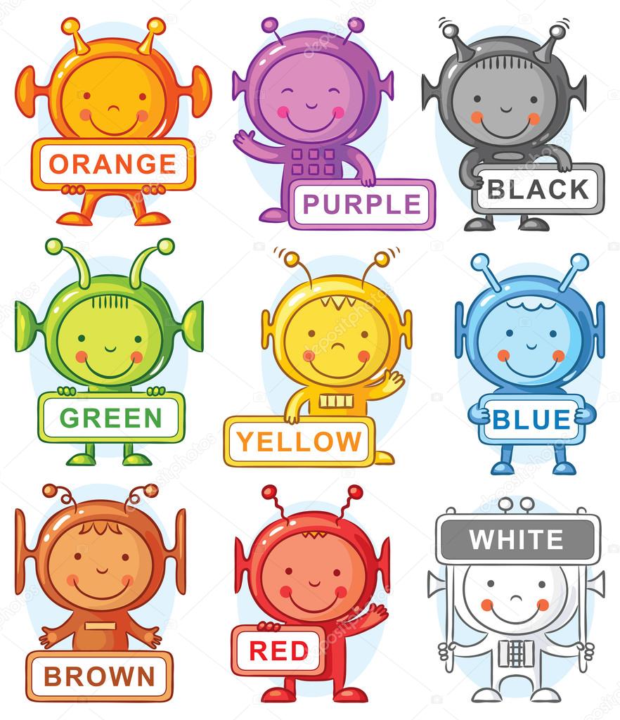 Cartoon aliens representing colors