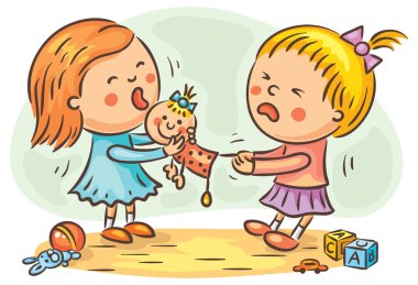 Two girls fighting clipart