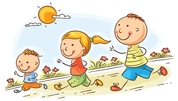 Cartoon famille jogging ensemble — Image vectorielle