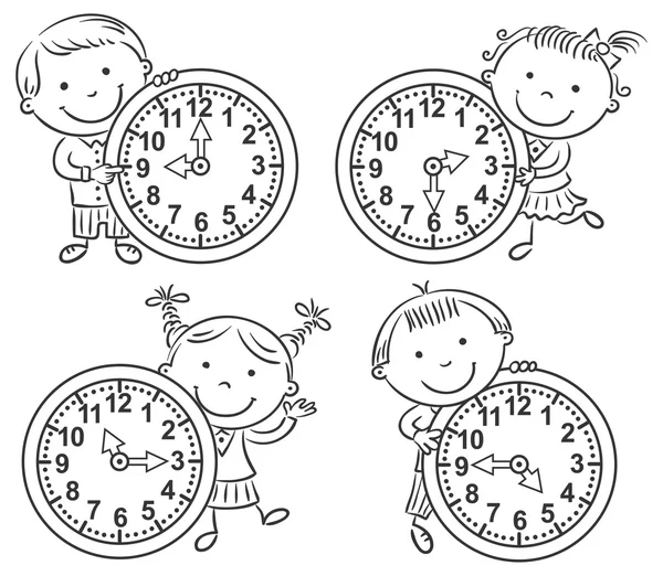 Crianças pequenas dizendo tempo definido — Vetor de Stock