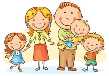 Üç çocuklu mutlu aile