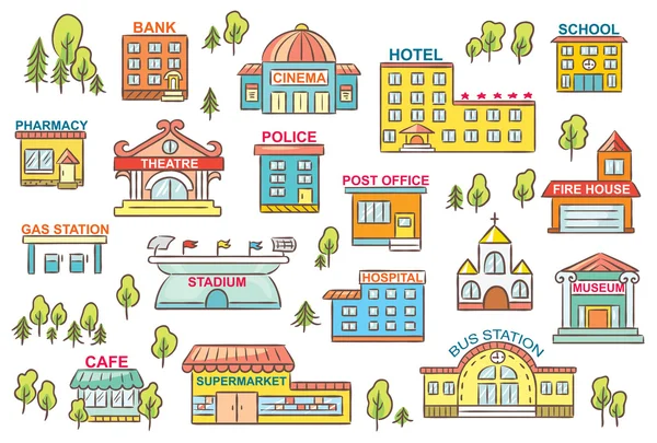 Set of city buildings — Stock Vector