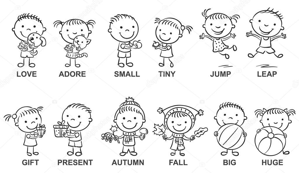 Synonyms Cartoons, Black and White Stock Vector Image by ©Katerina_Dav  #98093688