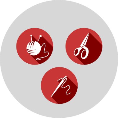 Tema dikiş üç düz simgeler