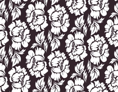 Çiçek elementleriyle kusursuz damaske deseni