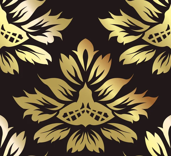 Motif damassé sans couture avec des éléments floraux — Image vectorielle