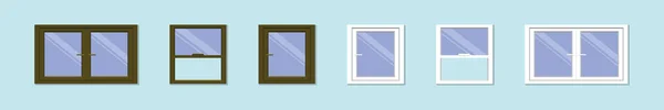 様々なモデルのウィンドウ漫画のアイコンデザインテンプレートのセット 青い背景のベクトル図は — ストックベクタ