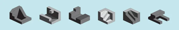 Conjunto Blocos Geométricos Diferentes Formas Cores Contraste Ilustração Isométrica Quebra —  Vetores de Stock