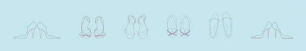Σύνολο Των Γυναικών Παπούτσια Εικονίδιο Σχέδιο Κινουμένων Σχεδίων Πρότυπο Διάφορα — Διανυσματικό Αρχείο