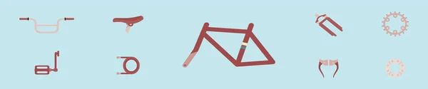 Set Bike Pieces Cartoon Icon Design Template Various Models Vector — Stock Vector