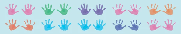 Set Baby Hand Print Cartoon Icon Design Template Various Models — Stock Vector