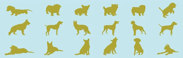 Set Von Hunden Tiere Cartoon Icon Design Vorlage Mit Verschiedenen — Stockvektor