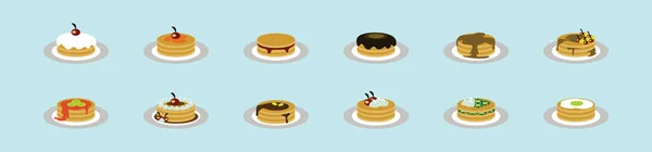 Set Pancake Cartoon Icon Design Template Various Models Vector Illustration — Stock Vector