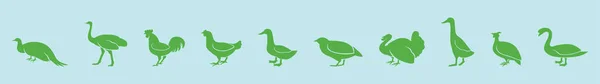 Набор Шаблонов Дизайна Иконок Птицы Различными Моделями Векторная Иллюстрация Синем — стоковый вектор